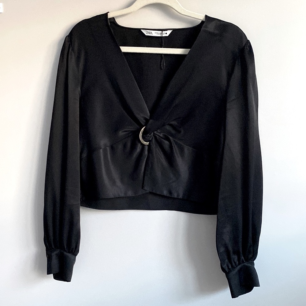 Black Satin Crop Top ZARA - NWOT